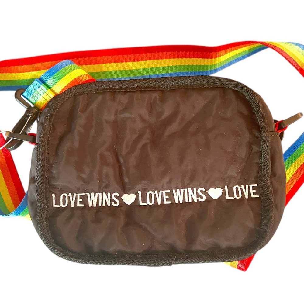 Love Wins Crossbody Bag - Black w Rainbow Strap